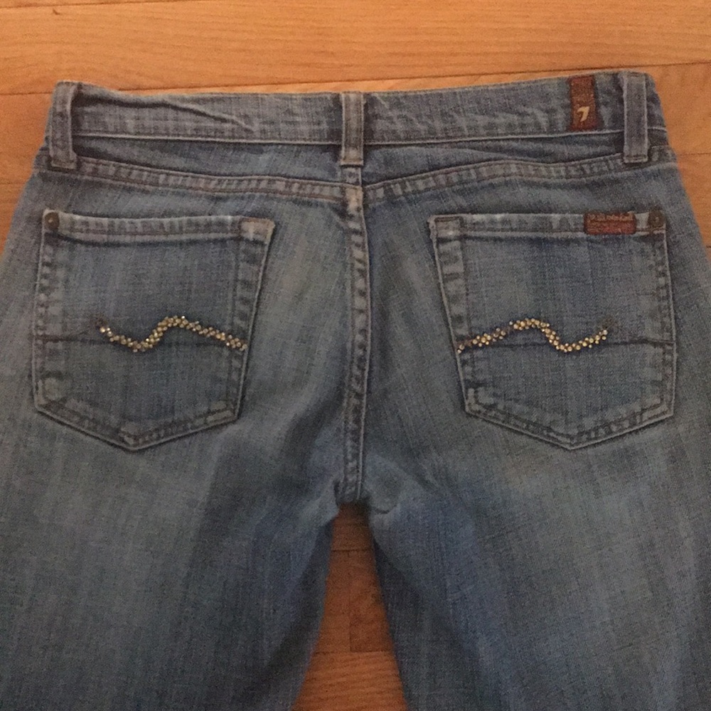 7 for all mankind embellished pocket jeans bootcut